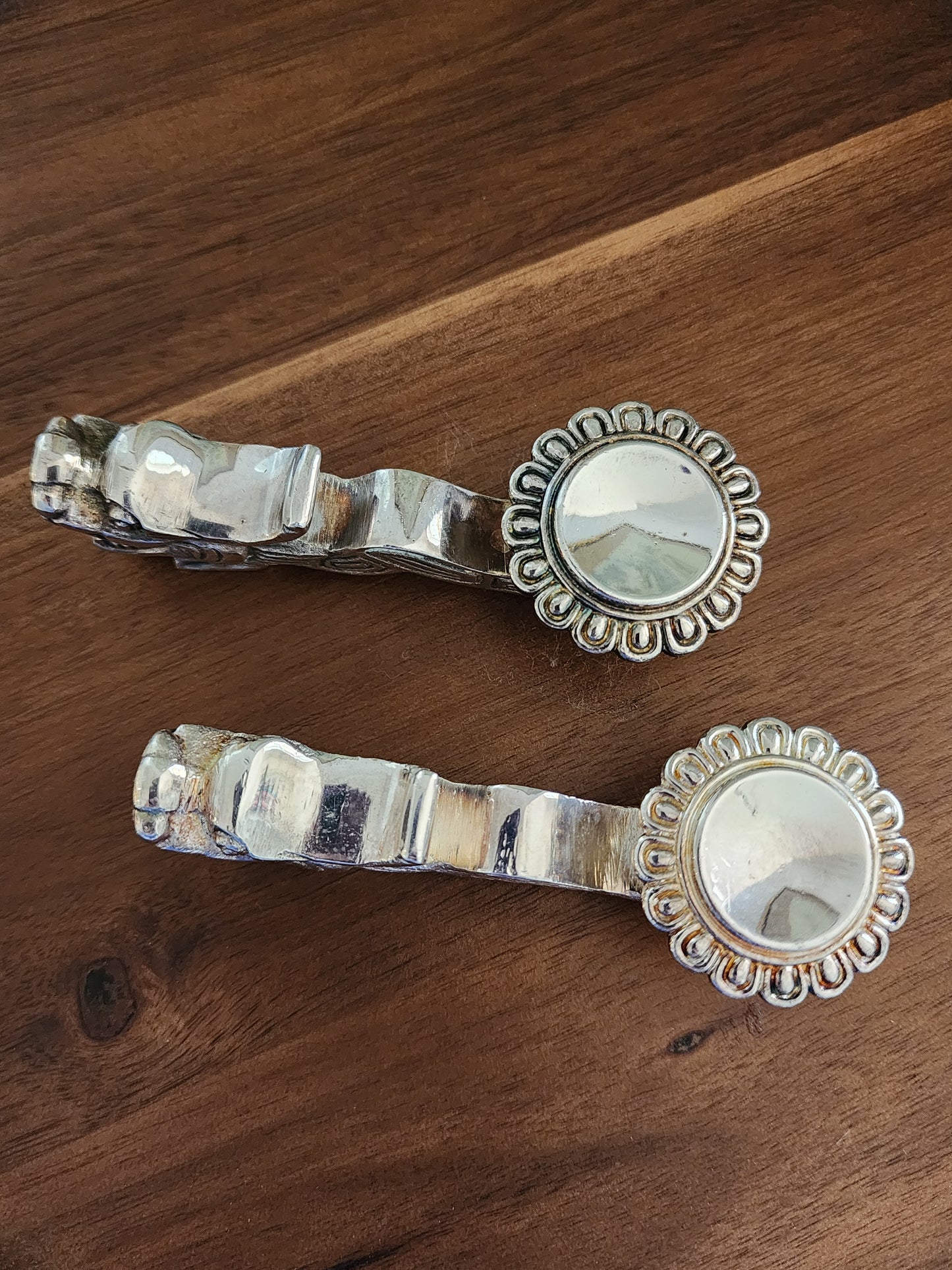 Set of 2 Vintage Chinese Dragon-shaped Silver-tone Metal Chopstick Rests or Utensil Holders