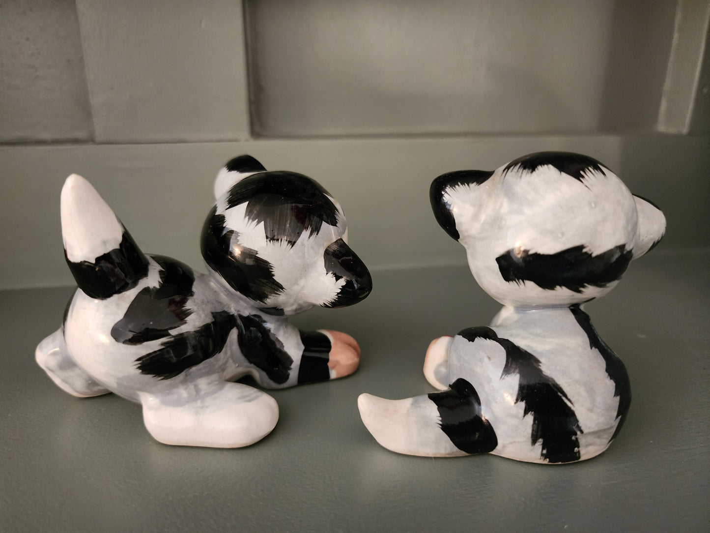 Vintage Hand-painted Ceramic Kitten Figurines