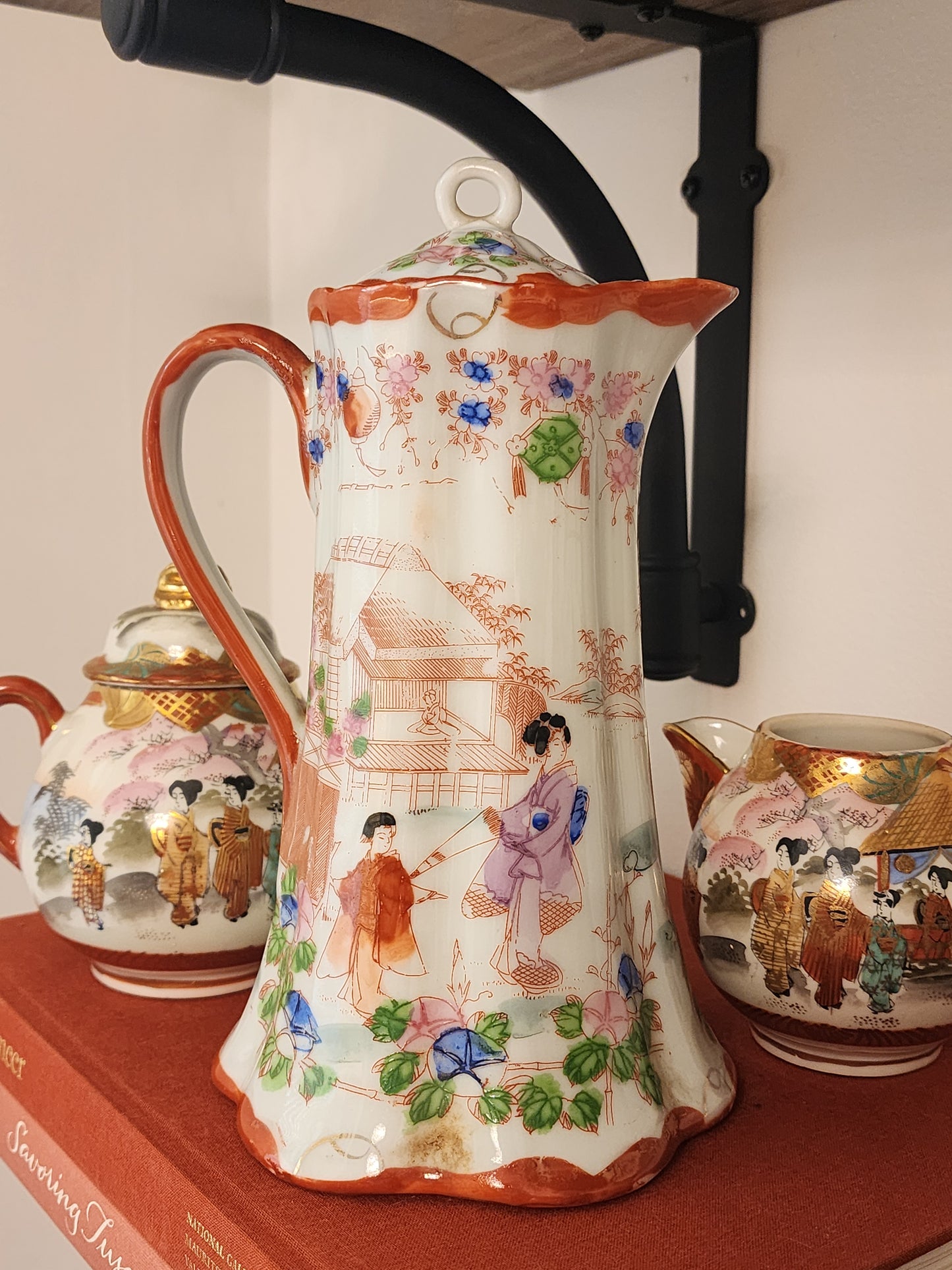 Nippon Japanese hand-painted porcelain chocolate set