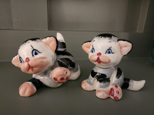 Vintage Hand-painted Ceramic Kitten Figurines