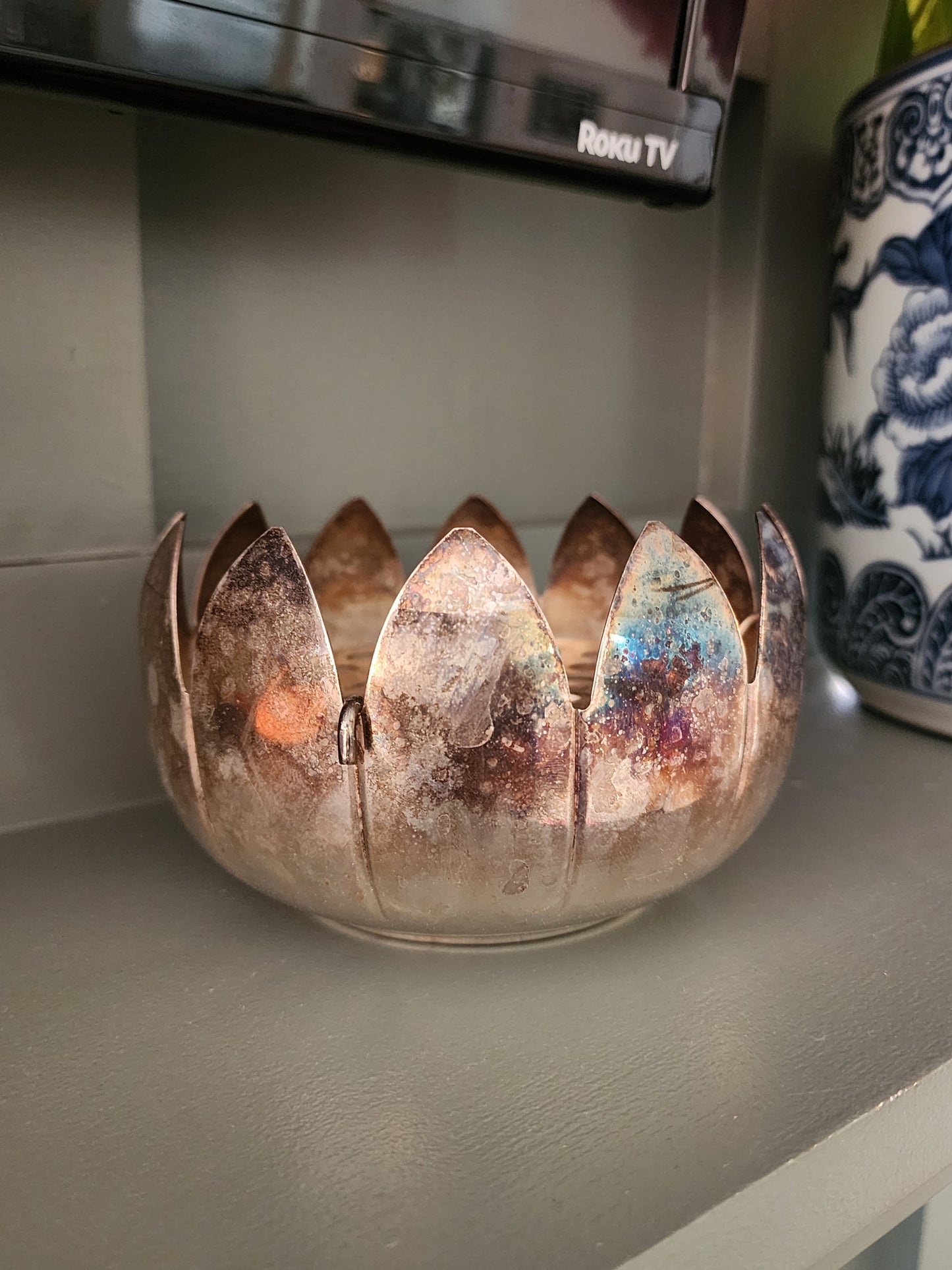 Mid-Century Modern Silver-plated Lotus Flower Bowl - Sculptural piece designed by Reed & Barton