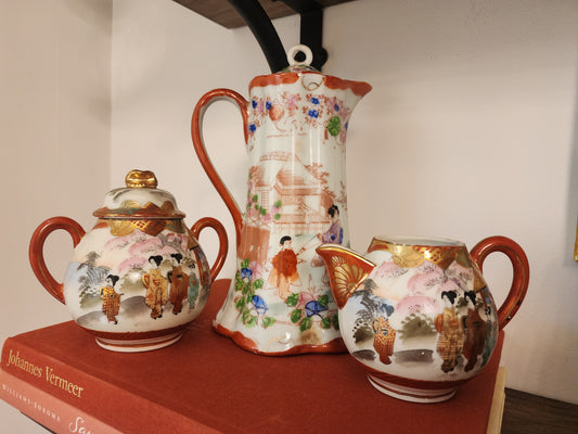 Nippon Japanese hand-painted porcelain chocolate set