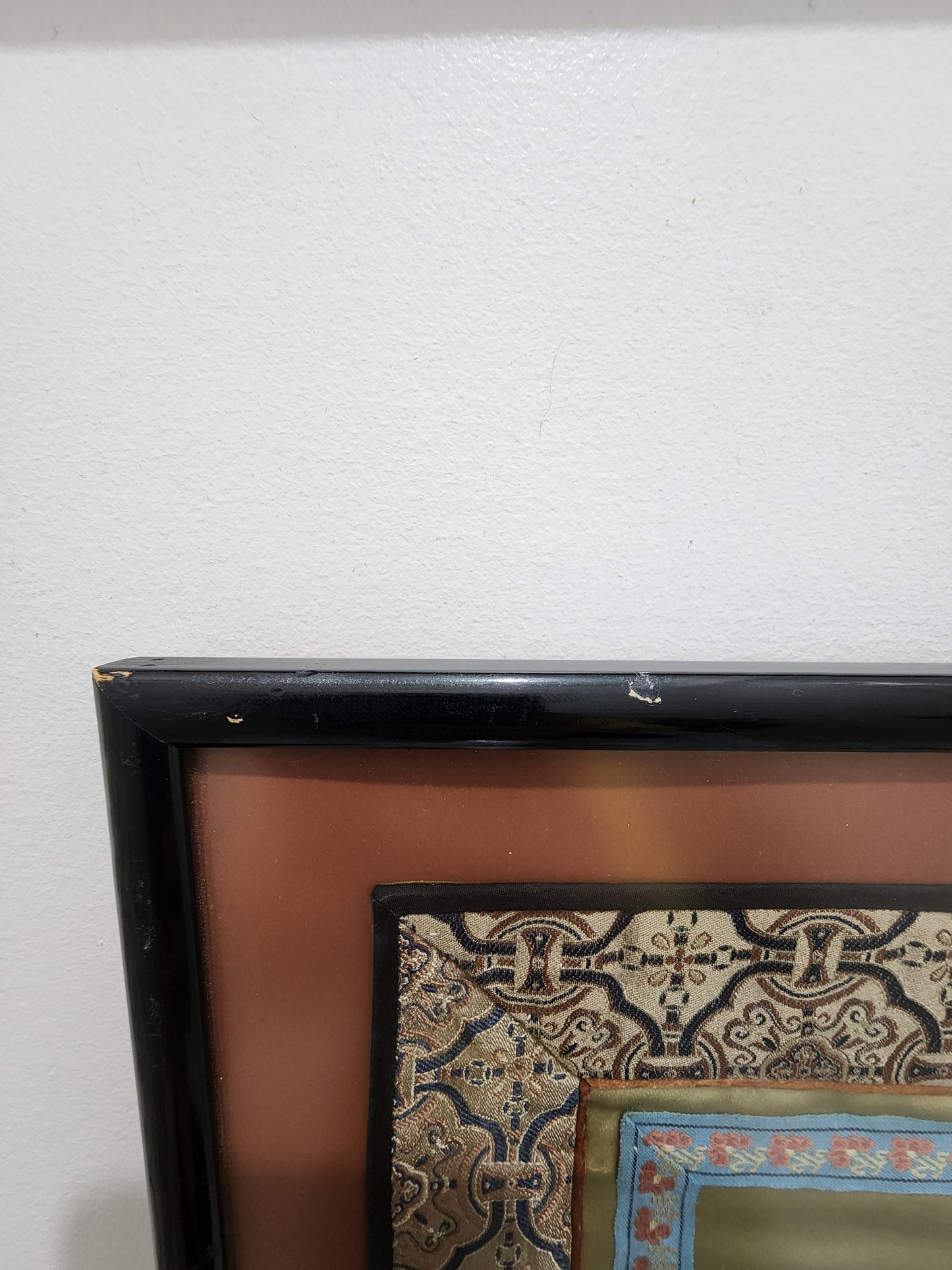 Chinese hand-embroidered silk tapestry panel, beautifully framed and matted