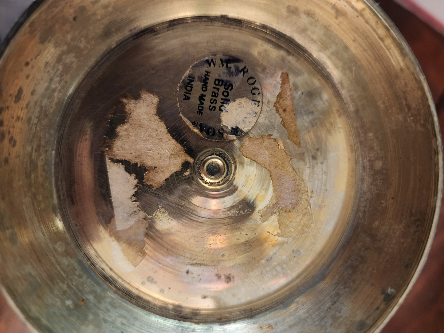 W.M. Rogers & Son, Solid Brass Vase with an Etched Floral Design.